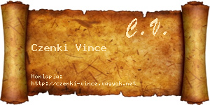 Czenki Vince névjegykártya
